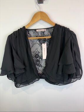 NWT BCBGeneration Black Sheer and lace Shrug size S/M